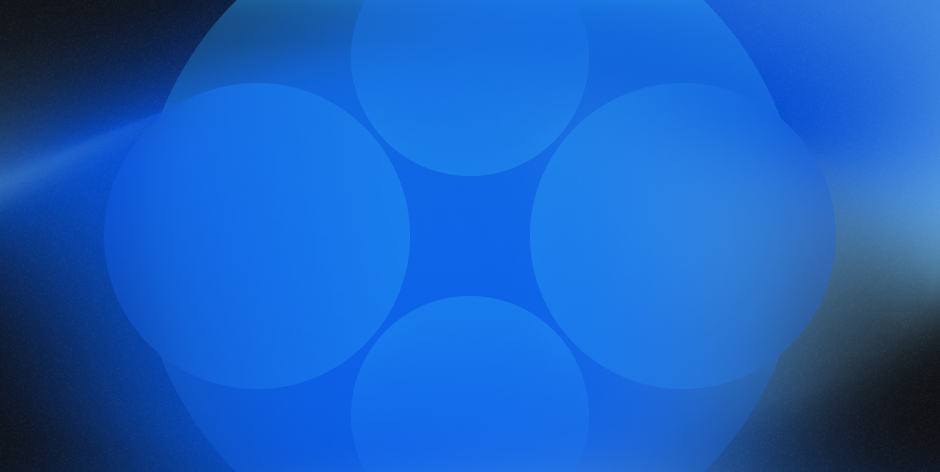 Four overlapping blue circles